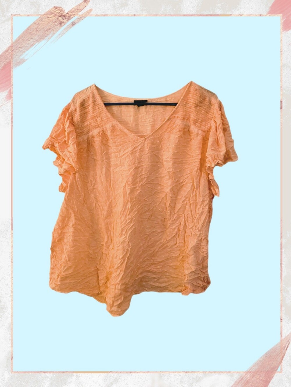 torrid Peach Crinkle V-Neck Short Sleeve Top